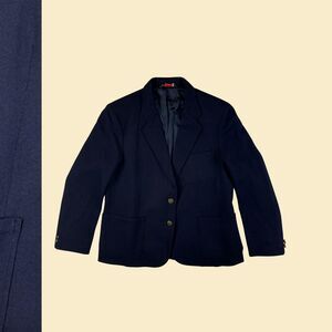 1970s dark blue jacket by Artcraft Blazer, size 16 vintage wool womens blazer